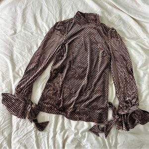 Forever 21 Brown Striped Velvet Blouse